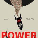 Cover of the novel Descendants of Power, showing a rocket ship crash landing into flames. Nice red, black, and white design.